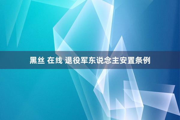 黑丝 在线 退役军东说念主安置条例