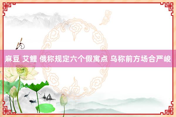 麻豆 艾鲤 俄称规定六个假寓点 乌称前方场合严峻