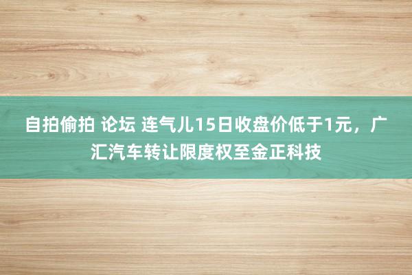 自拍偷拍 论坛 连气儿15日收盘价低于1元，广汇汽车转让限度权至金正科技