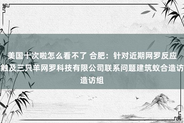 美国十次啦怎么看不了 合肥：针对近期网罗反应的触及三只羊网罗科技有限公司联系问题建筑蚁合造访组