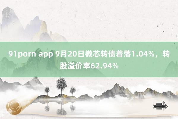 91porn app 9月20日微芯转债着落1.04%，转股溢价率62.94%