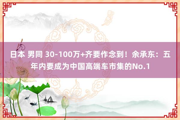 日本 男同 30-100万+齐要作念到！余承东：五年内要成为中国高端车市集的No.1