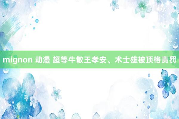 mignon 动漫 超等牛散王孝安、术士雄被顶格责罚