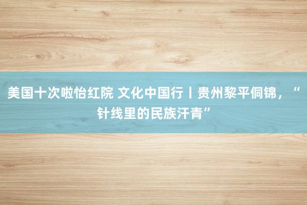 美国十次啦怡红院 文化中国行丨贵州黎平侗锦，“针线里的民族汗青”