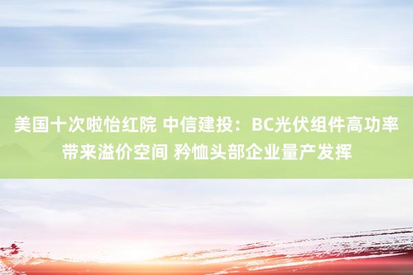 美国十次啦怡红院 中信建投：BC光伏组件高功率带来溢价空间 矜恤头部企业量产发挥