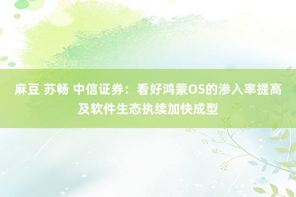 麻豆 苏畅 中信证券：看好鸿蒙OS的渗入率提高及软件生态执续加快成型