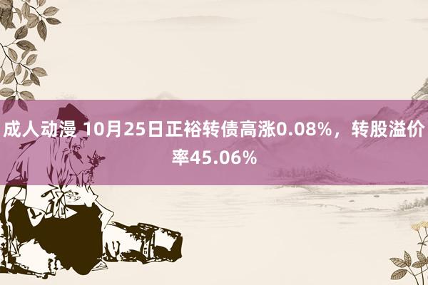 成人动漫 10月25日正裕转债高涨0.08%，转股溢价率45.06%