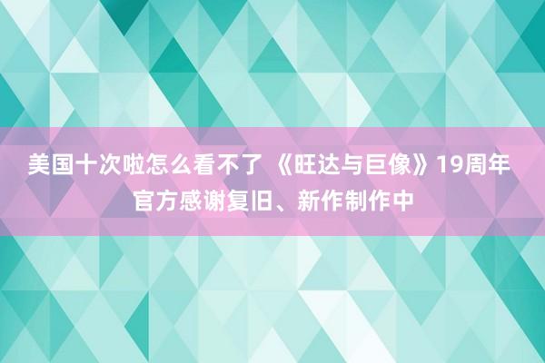 美国十次啦怎么看不了 《旺达与巨像》19周年 官方感谢复旧、新作制作中