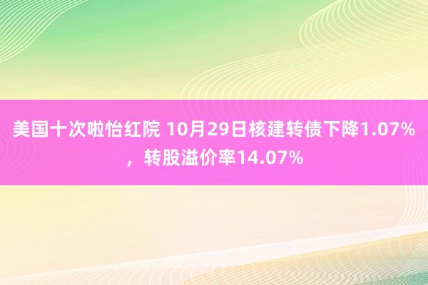 美国十次啦怡红院 10月29日核建转债下降1.07%，转股溢价率14.07%