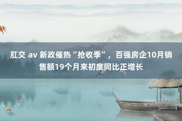 肛交 av 新政催热“抢收季”，百强房企10月销售额19个月来初度同比正增长