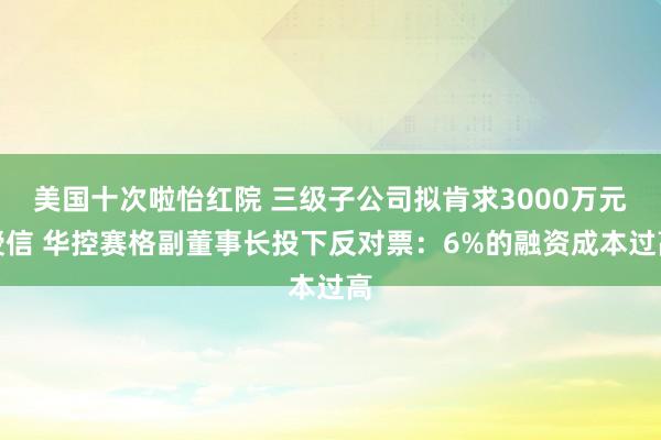 美国十次啦怡红院 三级子公司拟肯求3000万元授信 华控赛格副董事长投下反对票：6%的融资成本过高