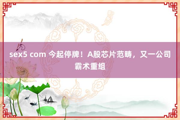 sex5 com 今起停牌！A股芯片范畴，又一公司霸术重组