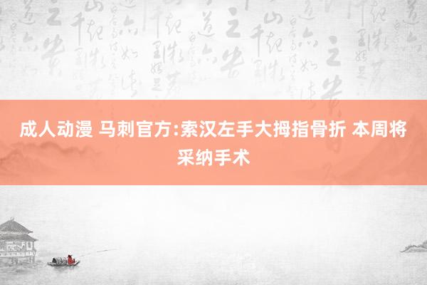 成人动漫 马刺官方:索汉左手大拇指骨折 本周将采纳手术