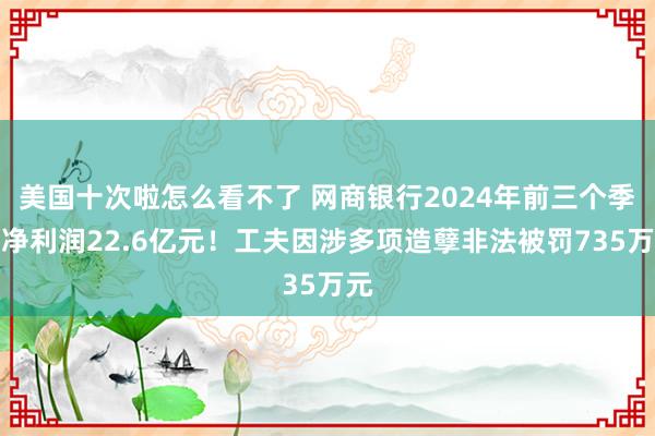 美国十次啦怎么看不了 网商银行2024年前三个季度净利润22.6亿元！工夫因涉多项造孽非法被罚735万元