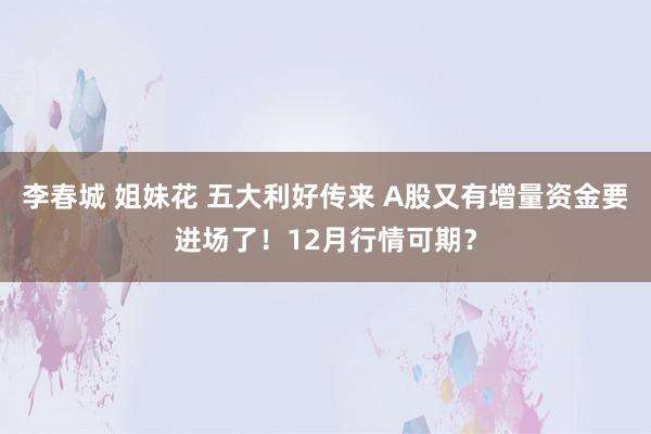 李春城 姐妹花 五大利好传来 A股又有增量资金要进场了！12月行情可期？