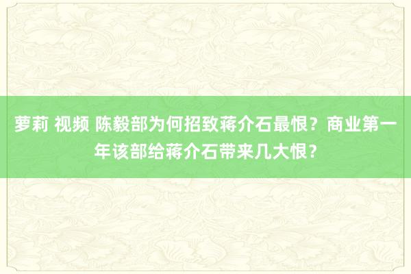 萝莉 视频 陈毅部为何招致蒋介石最恨？商业第一年该部给蒋介石带来几大恨？