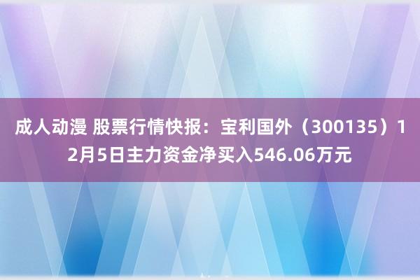 成人动漫 股票行情快报：宝利国外（300135）12月5日主力资金净买入546.06万元