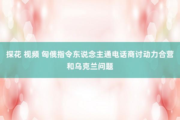 探花 视频 匈俄指令东说念主通电话商讨动力合营和乌克兰问题