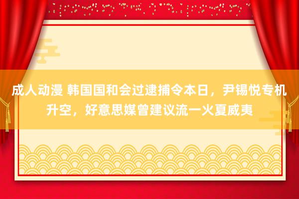 成人动漫 韩国国和会过逮捕令本日，尹锡悦专机升空，好意思媒曾建议流一火夏威夷