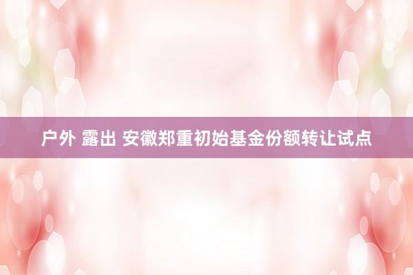 户外 露出 安徽郑重初始基金份额转让试点