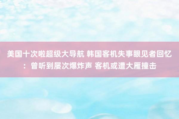 美国十次啦超级大导航 韩国客机失事眼见者回忆：曾听到屡次爆炸声 客机或遭大雁撞击