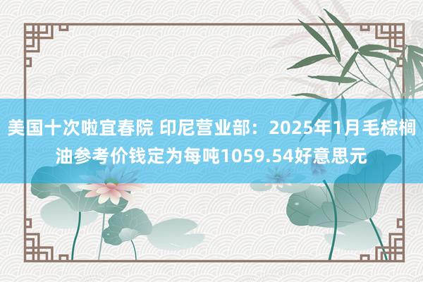 美国十次啦宜春院 印尼营业部：2025年1月毛棕榈油参考价钱定为每吨1059.54好意思元