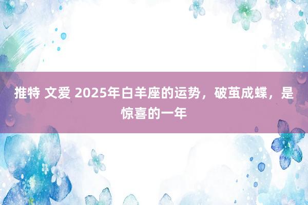 推特 文爱 2025年白羊座的运势，破茧成蝶，是惊喜的一年