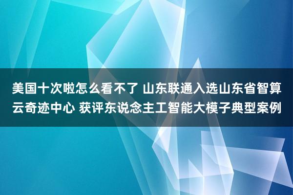 美国十次啦怎么看不了 山东联通入选山东省智算云奇迹中心 获评东说念主工智能大模子典型案例