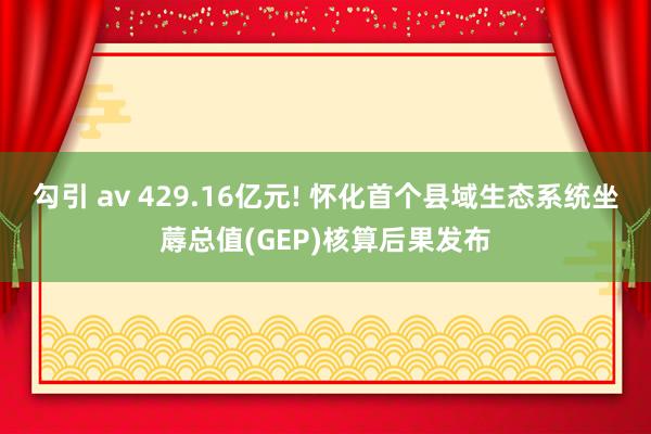 勾引 av 429.16亿元! 怀化首个县域生态系统坐蓐总值(GEP)核算后果发布