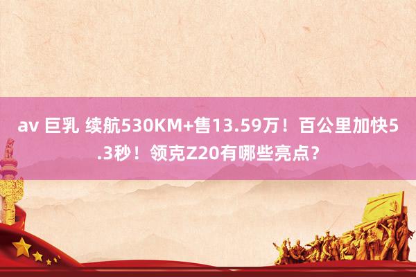 av 巨乳 续航530KM+售13.59万！百公里加快5.3秒！领克Z20有哪些亮点？