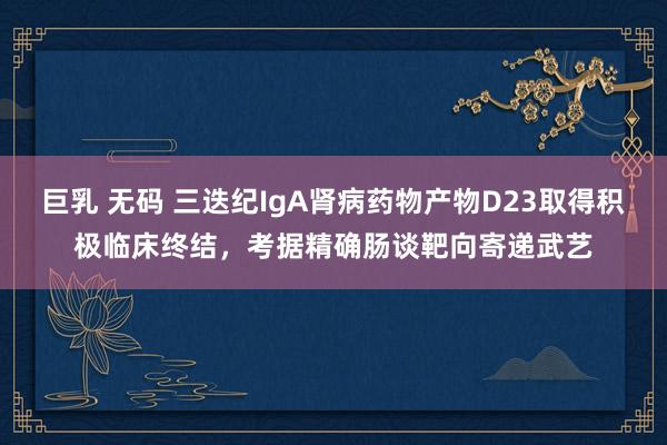 巨乳 无码 三迭纪IgA肾病药物产物D23取得积极临床终结，考据精确肠谈靶向寄递武艺