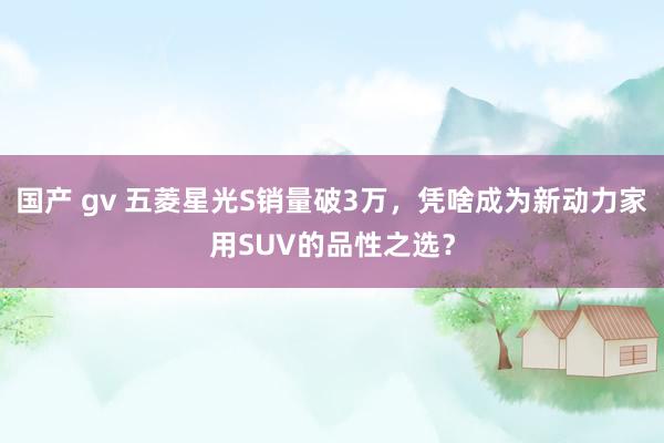 国产 gv 五菱星光S销量破3万，凭啥成为新动力家用SUV的品性之选？